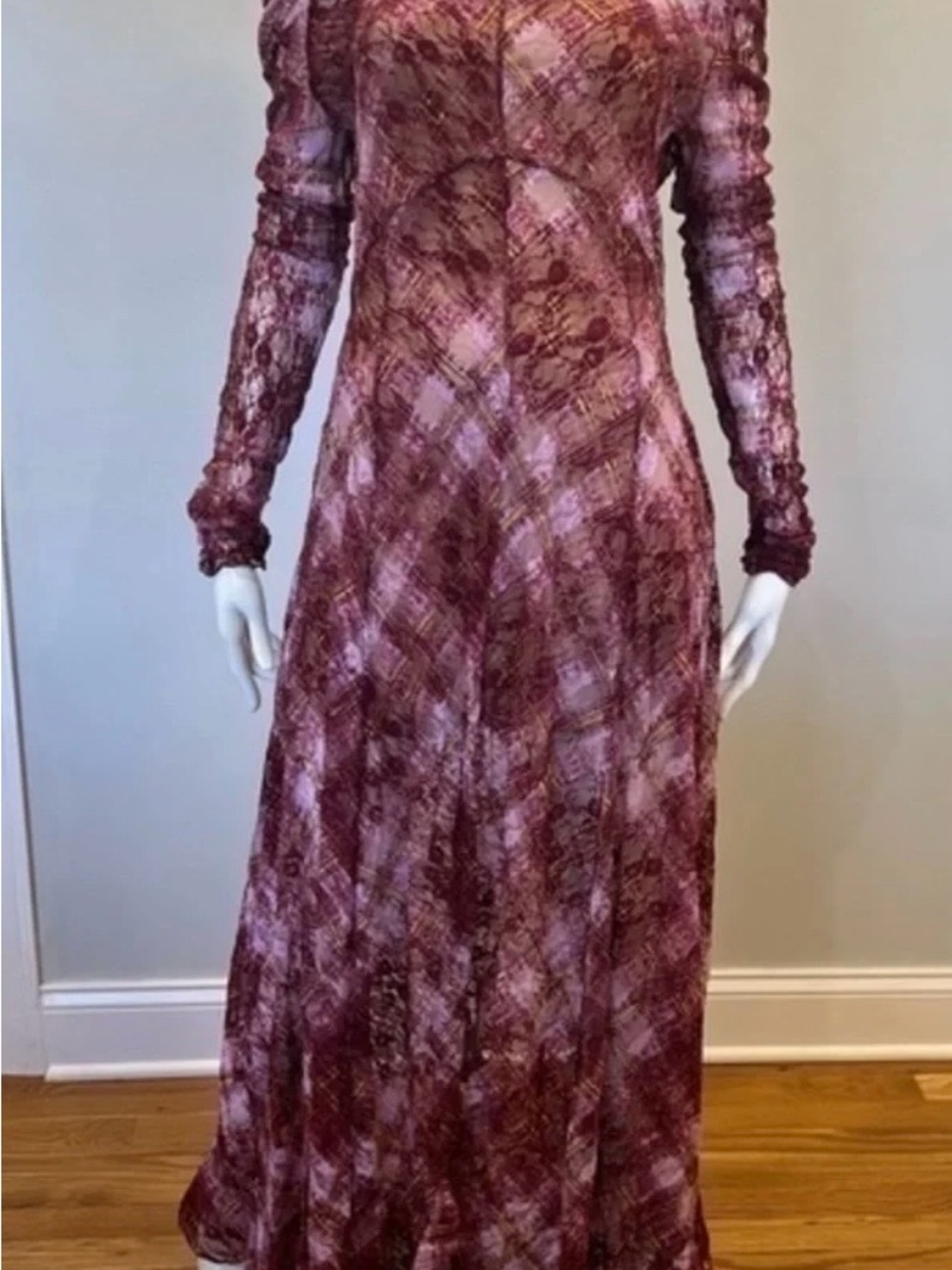 Free people Rudi tartan lace plaid maxi dress nwt large - Picture 4 of 14